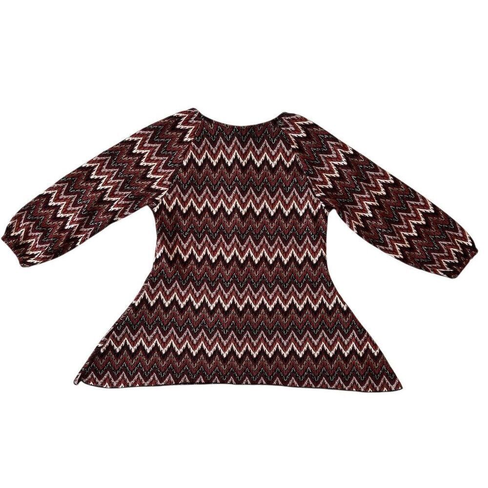 New Directions Petite Chevron Blouse Multicolor 3/4 Sleeve Peplum Top - Picture 6 of 8